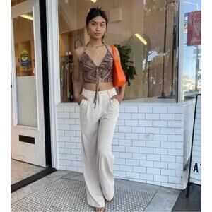 Isalis Kim Trousers in Tan High Waisted Wide Leg Size X-Small Gently Used